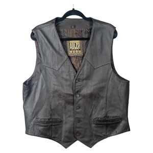 Authentic Adler Men’s Black Brownish Leather Motorcycle Western Vest Size XXL.